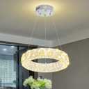 WOSOHYUN 16" Silver Crystal Ring Chandelier Adjustable Height Pendant Light