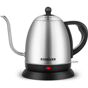 Stariver Electric Kettle Gooseneck Kettle, 1L Water Boiler, BPA-Free, Pour Over Tea Pot Stainless Steel for Coffee & Tea with Fast Heating, Auto-Shut Off and Boil-Dry Protection Tech (Silver)