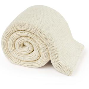 Guohaoi Knitted Weighted Blanket for Adults (Cream 60"x80" 15lbs) No Beads Cooling Throw Blanket for Hot Sleepers, Home Decor Breathable Chunky Knit Heavy Blanket Use on Queen/King Size Bed