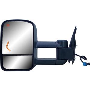 Driver Left Side Door Towing Mirror Power and Heated with Signal Light on Glass Textured Back Cover For Chevy Silverado Sierra 1500 2500 3500HD from 2003 to 2006