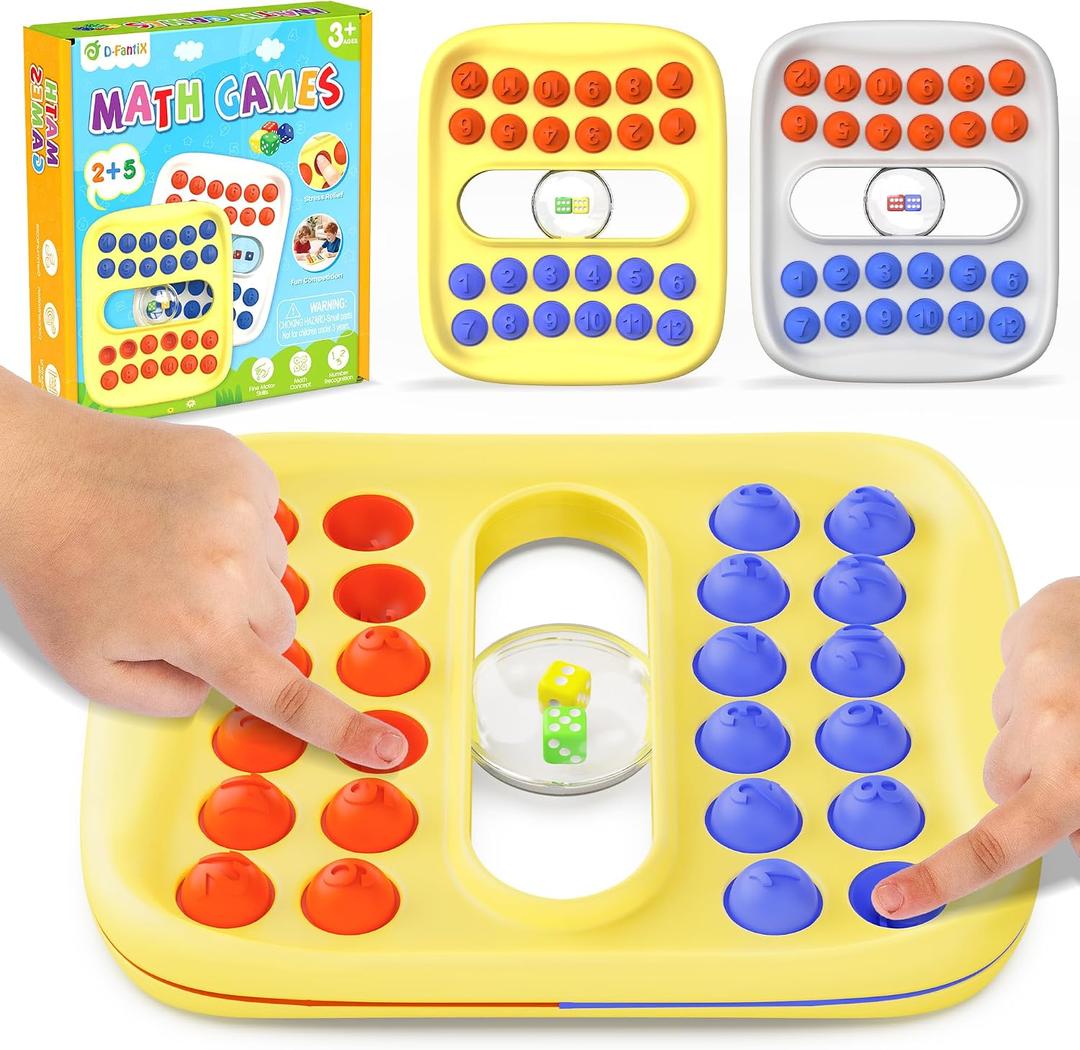 D-FantiX Pop Sensory Fidget Toys for Kids, Math Dice Educational Learning Activity, Portable Travel Board Game, Interactive Family Nights Party Fun for Adults & Kids, Ideal for Classroom & Road Trips