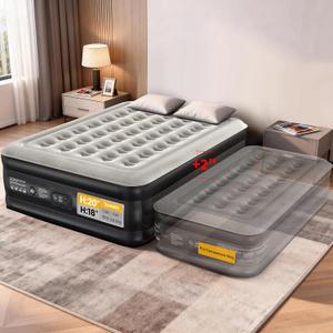 OhGeni 20" Queen Air Mattress (1-Pack) with Built in Pump, Inflatable Blow Up Bed, Upgraded Air Column Support for Enhanced Stability, Raised Height for Easy Entry & Exit, 650 lbs Capacity