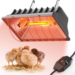 Heat Lamp for Chickens, Halogen Chicken Heat Lamp for Young Poultry, Safe Infrared Chicken Coop & Brooder Heater, Infinite Temperature Control, 50-250W, Even Heating, Adjustable Height, Gray (Grey)