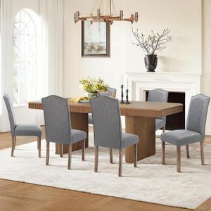 Stylish Upholstered Parsons Dining Chair with Silver Nailhead Trim and Sturdy Solid Wood Legs
