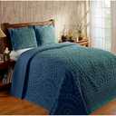 Better Trends King Size Bedspread 100% Cotton Chenille Coverlet Bedspreads, Soft Lightweight All Season Bedding, Teal Medallion Design 120" x 110"