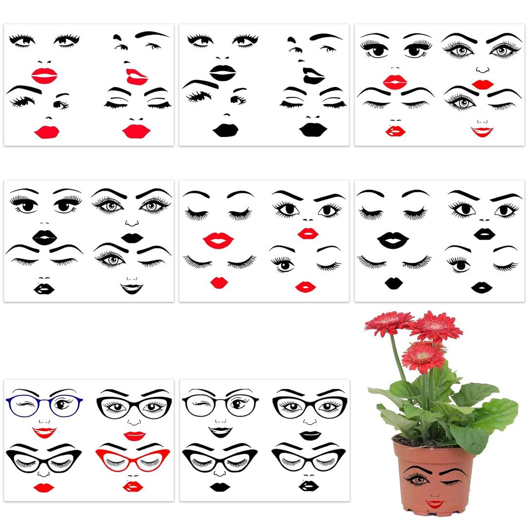 Face Stickers for Crafts, Make a Face Stickers, Fun Eyes Lips Mouth Eyebrows Nose Decals for Holiday Party Halloween Party Supplies, Flower Pots Decoration