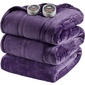 Beautyrest Heated Blanket, Electric Blanket, Soft, Warm, Reversible Plush - Sherpa Heating Blanket with 20 Heat Settings, 1-10 hrs Timer Auto Shut Off, Machine Washable, King (90 inx100 in), Purple