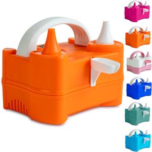 LANGXUN Portable High Power Electric Balloon Pump, Two Nozzle 110V 600W Air Blower Electric Ballon Inflator Pump for Party Latex Balloon Decoration Supplies (Orange)