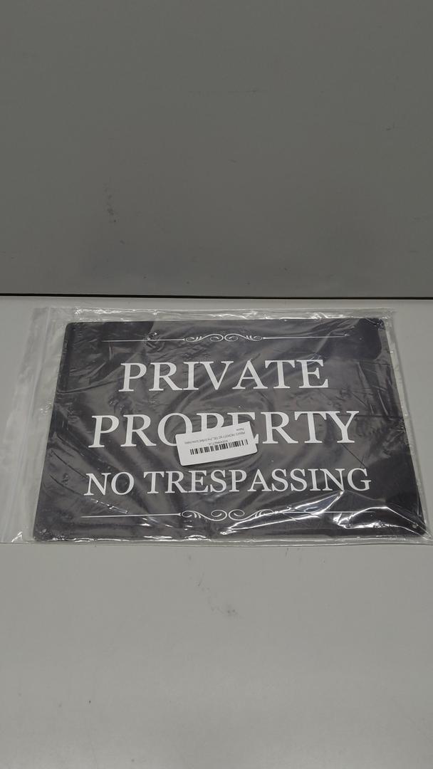Large (4 Pack) Private Property No Trespassing Sign, 10"x14", Elegant Black No Trespassing Signs, UV Ink Printing, 15Mil PVC Durable/Weatherproof Outshines Metal, Outdoor Signage for Home, Farm, Yard, Fence