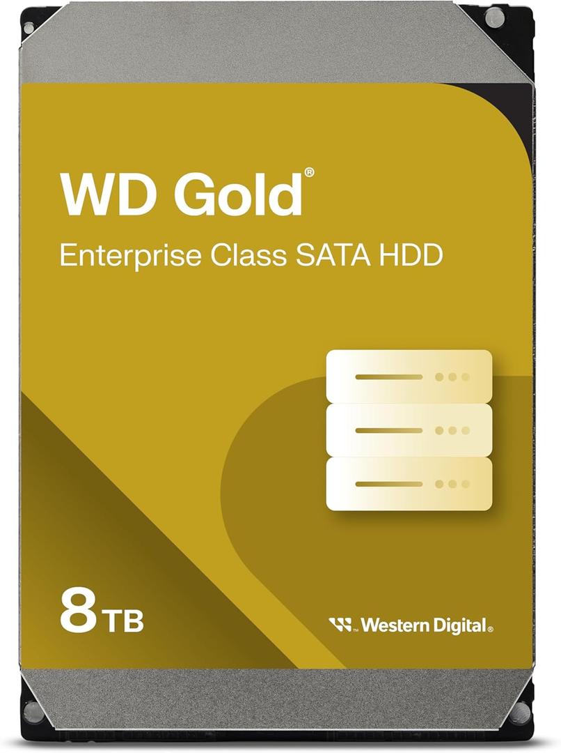 Western Digital 8TB WD Gold Enterprise Class Internal Hard Drive - 7200 RPM Class, SATA 6 Gb/s, 256 MB Cache, 3.5" - WD8005FRYZ