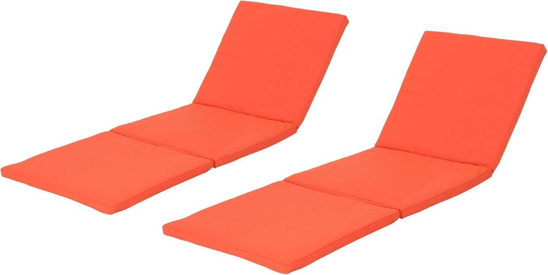Christopher Knight Home Jamaica Outdoor Water Resistant Chaise Lounge Cushions, 2-Pcs Set, Orange, 2 Count