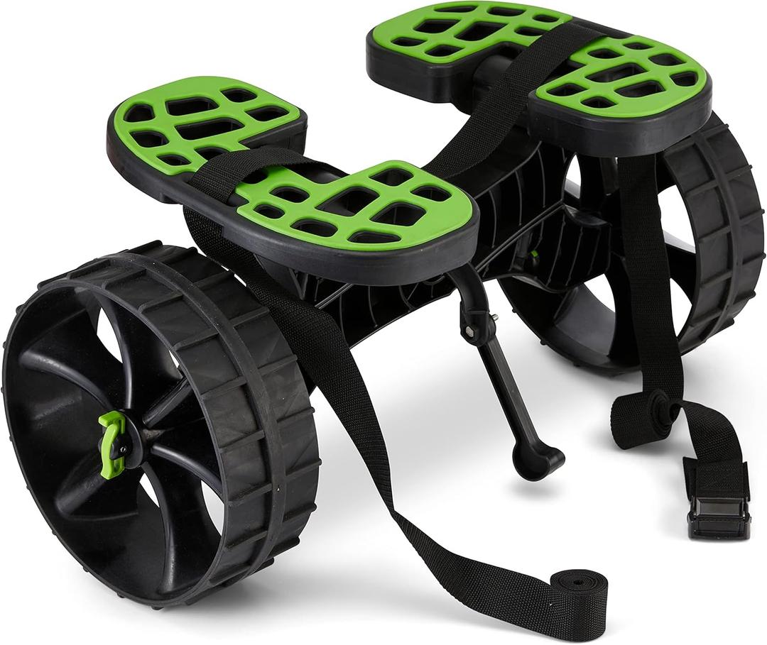 Ulticor Kayak Cart, Puncture-Free Wheels Assembles and Disassembles Within Seconds  Easy to Store  No Tools Required  All-Terrain Durable Kayak and Canoe Cart with Adjustable Straps (Green - Black)