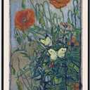 Vincent Van Gogh Framed Wall Art Print Butterflies And Poppies Flowers by Van Gogh Canvas Prints Painting Reproduction for Living Room Bedroom Kitchen Office Home Decor 12"x16" Black Framed