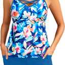 Tankini Two Piece with Shorts - Womens Tummy Control Swimsuit with Pockets Bathing Suit with V-Wire Boy Shorts Swimwear 2025