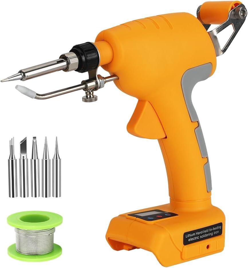 Choerinton Soldering Iron for Dewalt 20V Battery Cordless Soldering Iron Kit 75W Soldering Gun Hand-held Automatic Feed Welding Iron with 0.04" Solder Wire, Solder Tips for Home DIY,Repairing Welding