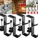 2 in 1 Garland Stocking Hangers, Fireplace Stocking and Garland Hanger, No Drill Hooks Stocking Holders for Mantle Garland Hanger Mantle Hooks for Home Party Decoration (Black, 4pcs)