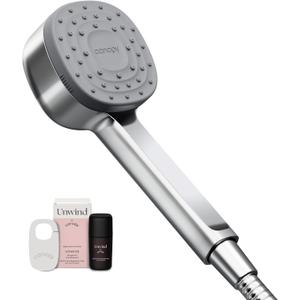 Canopy Handheld Filtered Shower Head & Scalp Massager - High Pressure Shower Head Filter for Hard Water - Reduce Impurities for Healthier Scalp, Skin & Hair - Hair Growth - Chrome