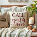 ULOVE LOVE YOURSELF Call Your Mom Throw Pillow Covers 1818" Funny Reversible Cushion Covers Have Fun Be Safe Children Dorm Room Decor Graduation Gift Fun College Pillowcases for Sofa Couch (Red)