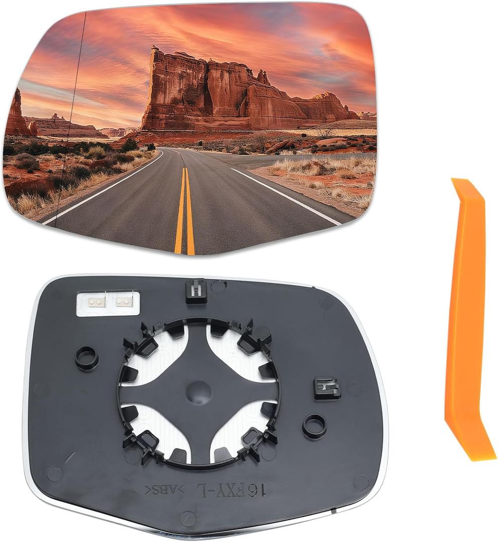 Left Driver Side Heated Mirror Glass Compatible with 2016-2022 Honda Pilot 2017-2024 Ridgeline 2019-2024 Passport Left Side LH Rear View Mirrors Replacement with Backing Plate