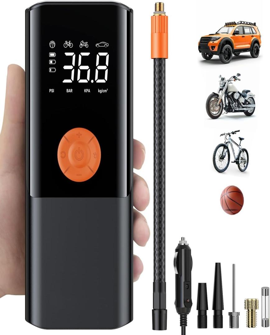 Tire Inflator Portable Air Compressor, Electric Pump for Car Tires with 20000mAh, 5 Times Fast and 150 PSI Cordless Air Pump for Bike, Motorcycle and Ball, Black