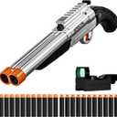 Toy Gun Soft Bullets,Rifle Short Double Barrel Shotgun Toys Foam Blasters with EVA Darts, Shooting Games Education Toy Model for 8+ Kids Boys Girls Adults Gifts (Silver)