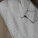 HOMBYS 132x120 Seersucker Patchwork Oversized King Quilt Set, Lightweight Plaid Bedspread Coverlet Set, All Season Bohemian Home Bedding Decor with 2 Pillow Shams, Beige