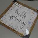 11.8" Hello Spring Sign, Wooden Spring Wildflower Wall Art Table Top Shelf Desk Mantel House Decor Indoor, Wood March Seasonal Bathroom Kitchen Room Office Rustic Farmhouse Home Decorations