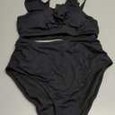 Tempt Me Women High Waisted Bikini Sets - Two Piece Tummy Control Swimsuits 2025 Ruffle Bathing Suit (Black, XS)