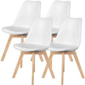 Yapamar PU Leather Upholstered Dining Chairs with Wood Legs, Set of 4 for Kitchen, Dining, Living Room - White