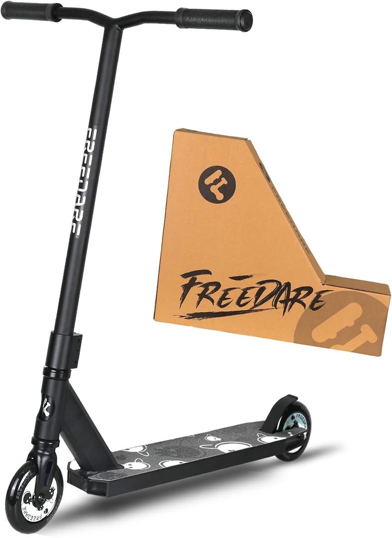 FREEDARE Pro Scooter Stunt Scooter Complete Trick Scooter for Kids 8 Years and Up, Teens, Adults, Boys and Girls Freestyle Street Scooter for Intermediate and Beginner Skate Park (Black-JB3)