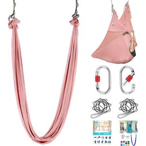 5.5 Yards Aerial Silk Swing Outdoor Hammock Aerial Yoga Swing For Adults, Aerial Yoga Hammocks for outside (Pink)