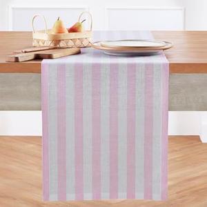 Solino Home Stripe Linen Table Runner 36 Inch - Pink and White, 100% Pure Linen Easter Table Runner 14 x 36 Inch Ideal for Dresser and Coffee Tables - Sorrento Stripe