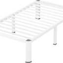 VIPSHOW 14 Inch White Twin Heavy Duty 3500lbs Bed Frame with Round-Corner