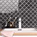 Arabesque Peel and Stick Backsplash for Kitchen, Thicker Design 3D Self Adhesive Wall Tiles, 12"x12" Peel and Stick Wall Tiles, Dark Grey 10-Sheet Stick on Tiles for Kitchen and Bathroom.