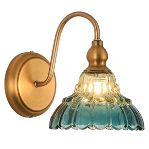 Vintage Wall Sconce Yellow and Blue Gradient Wall Light Bedside Wall Lamp Matte Brass Bedroom Light Fixtures in Door Lighting Fixture for Living Room Hallway Corridor