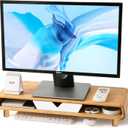 Homerays Monitor Stand with Drawer, Exquisite Computer Monitor Stand for Desk, Ergonomic Wood Monitor Stand Riser for Computer,Laptop,Printer,TV,Bamboo,White