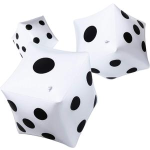 3 Pack Large Inflatable Dice Jumbo Giant Inflatable Dice for Indoor Outdoor Broad Game Ludo Pool Party Favor(12 Inch,White)