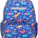 Kids Backpack for Boys Kindergarten - 15 Inch Lightweight School Bookbag fits Folder, Dinosaur Backpack for Kids 4-7 with Leakproof Insulated Pocket for Lunch and Snacks, Blue
