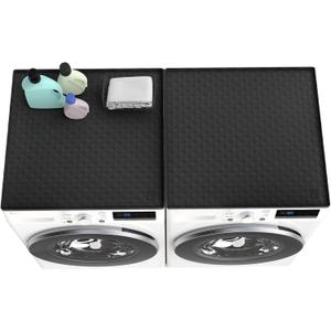 2 PCS Washer and Dryer Covers for the Top, 25.6''x 23.6'' Silicone Dryer Top Protector Mat Non-slip Waterproof Washing Machine Cover Protector Top Load for Laundry & Kitchen (Black)