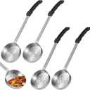 OMISTAR 4 PCS Portion Control Serving Spoons, 6 oz Slotted Ladles and Soup Spoons with Curved Handle, Stainless Steel Ladle Set for Cooking Dieting Proportion Management