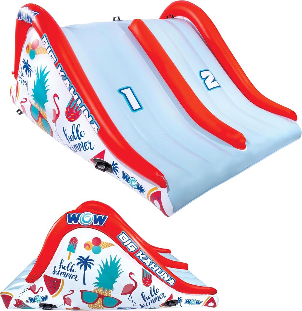 Wow Sports - Big Kauna Inflatable 2 Person Pool Waterslide - Perfect for Inground Pool - Fun Backyard Game for Kids & Adults - W/Water Sprinkler