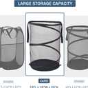 Seiritex Mesh Popup Laundry Hamper 115L Foldable Laundry Basket Extra Large Capacity Collapsible Clothing Storage Basket with Handles 26 H x 18 W x 18 L (Black)