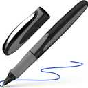 Schneider Ray Cartridge Rollerball Pen M (Medium), Refillable, Onyx Barrel, Royal Blue Erasable Ink Cartridge, Pack of 1 Pen (187807)