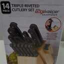 Farberware Edgekeeper Triple Rivet Block Set with Built in Knife Sharpener, 14-Piece, Black