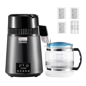VEVOR Water Distiller, 4L /1.1 Gallon Pure Water Distilled for Home Table Countertop, 750W Distilling Maker with Glass Carafe, Stainless Steel Interior Drinking Machine to Make Clean Waters, Grey