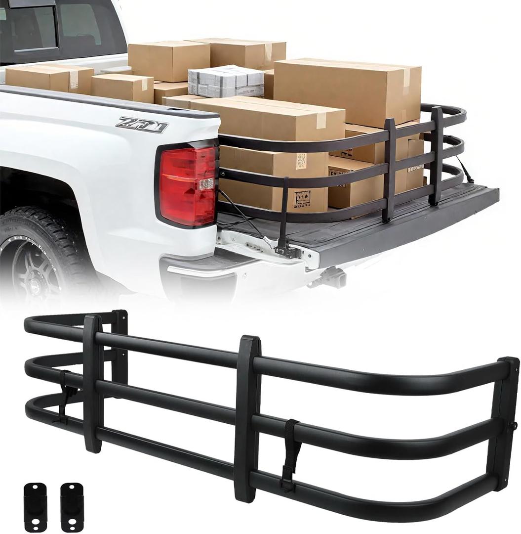 Truck Bed Extender,Adjustable Length 52"-69",Aluminum Retractable Tailgate Extender Compatible with Ford F150,Dodge Ram 1500/2500/3500,Chevrolet Silverado and GMC Sierra,Drill Required