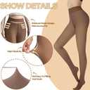 Caprilite 2 Pairs Women Fleece Lined Tights-Fake Translucent Leggings High Waist Pantyhose Sheer Thick Warm Tights For Women M