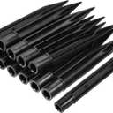 MECCANIXITY Solar Light Spikes, 0.39 x 0.67 x 5.91 Inch Ground Stakes for Garden Pathway Landscape Lamps, ABS Plastic Black, Pack of 12