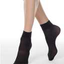 Pioni Women's 5 Pairs Nylon socks for Women Ankle High Sheer Socks Tights Hosiery Crew Stocking (Black)