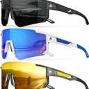 Polarized Sports Sunglasses for Men Women, UV400 Protection Mens Sunglasses Wrap Around Sun Glasses for Cycling Running